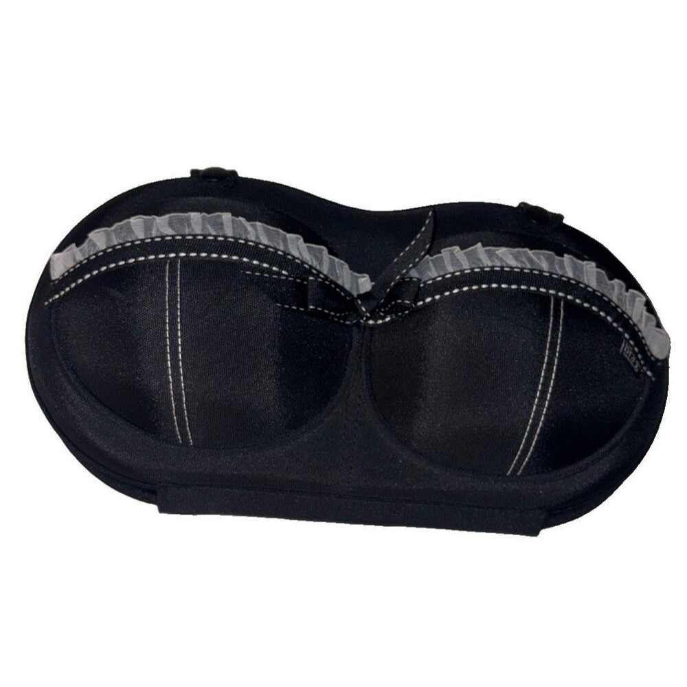 The Brag Company Bra Travel Case Black White Ruffle Hard Shell Organizer